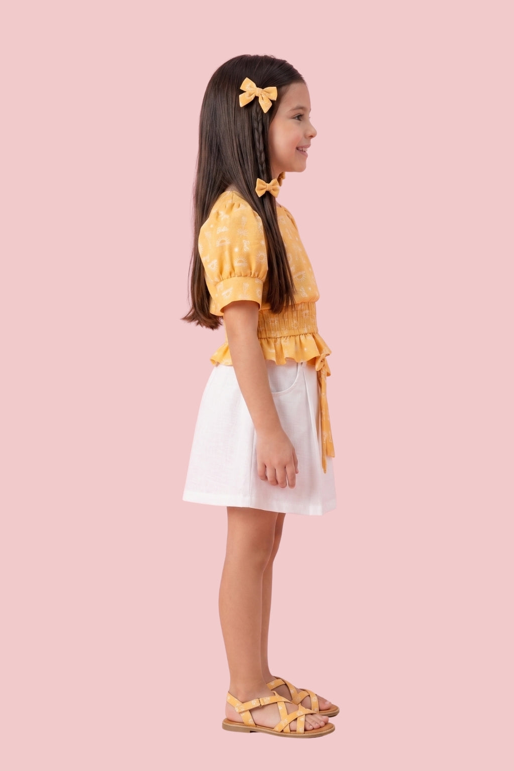Mustard & White Co-ord Set BASET373