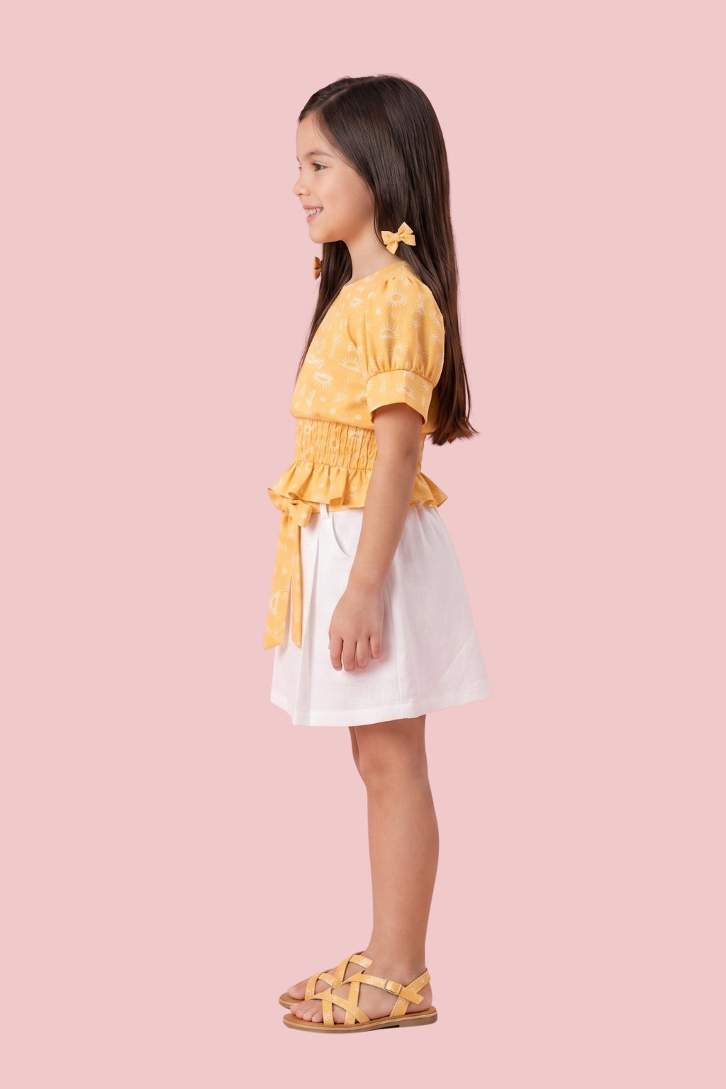 Mustard & White Co-ord Set BASET373