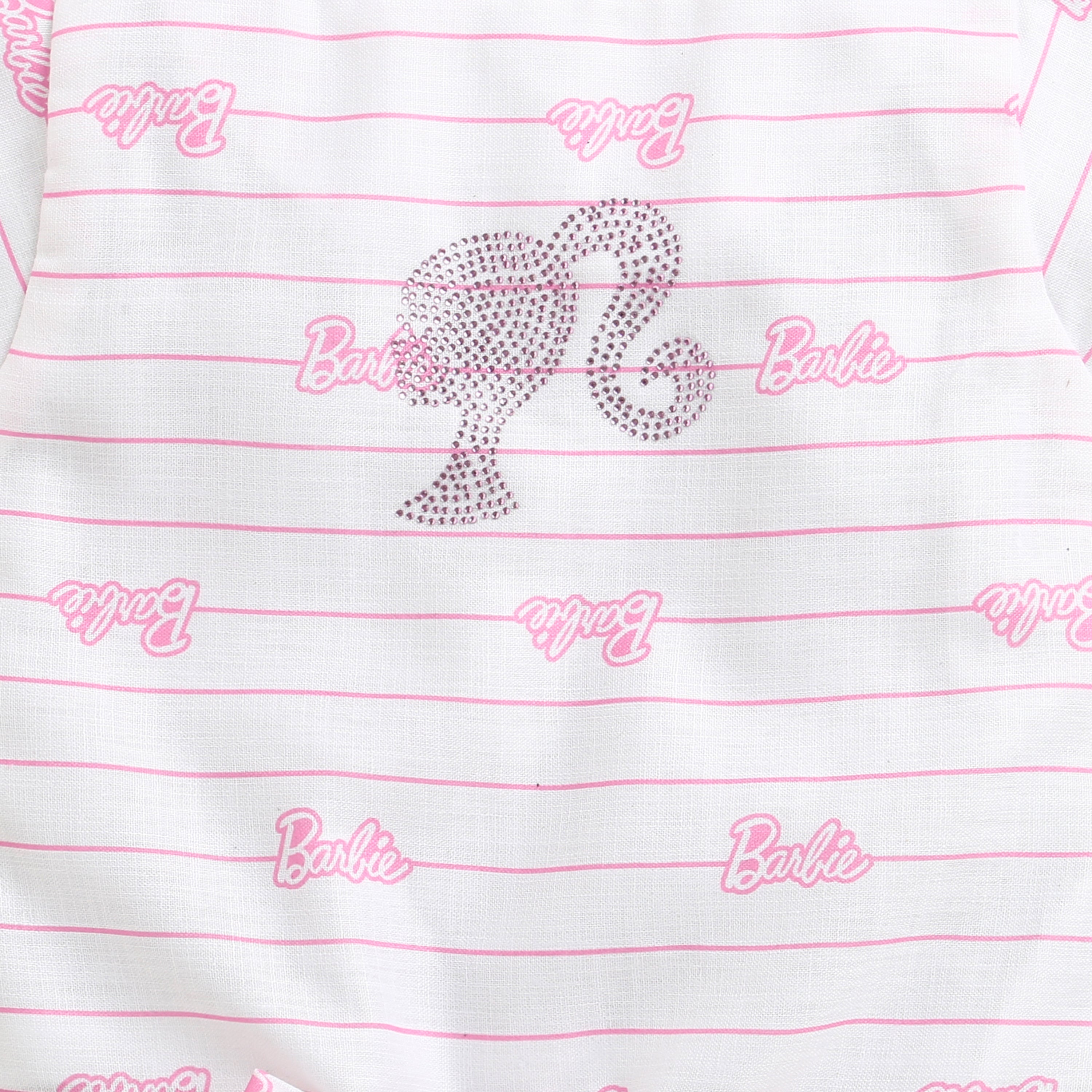 White Barbie Print Co-ord Set – Lounge & Travel Wear