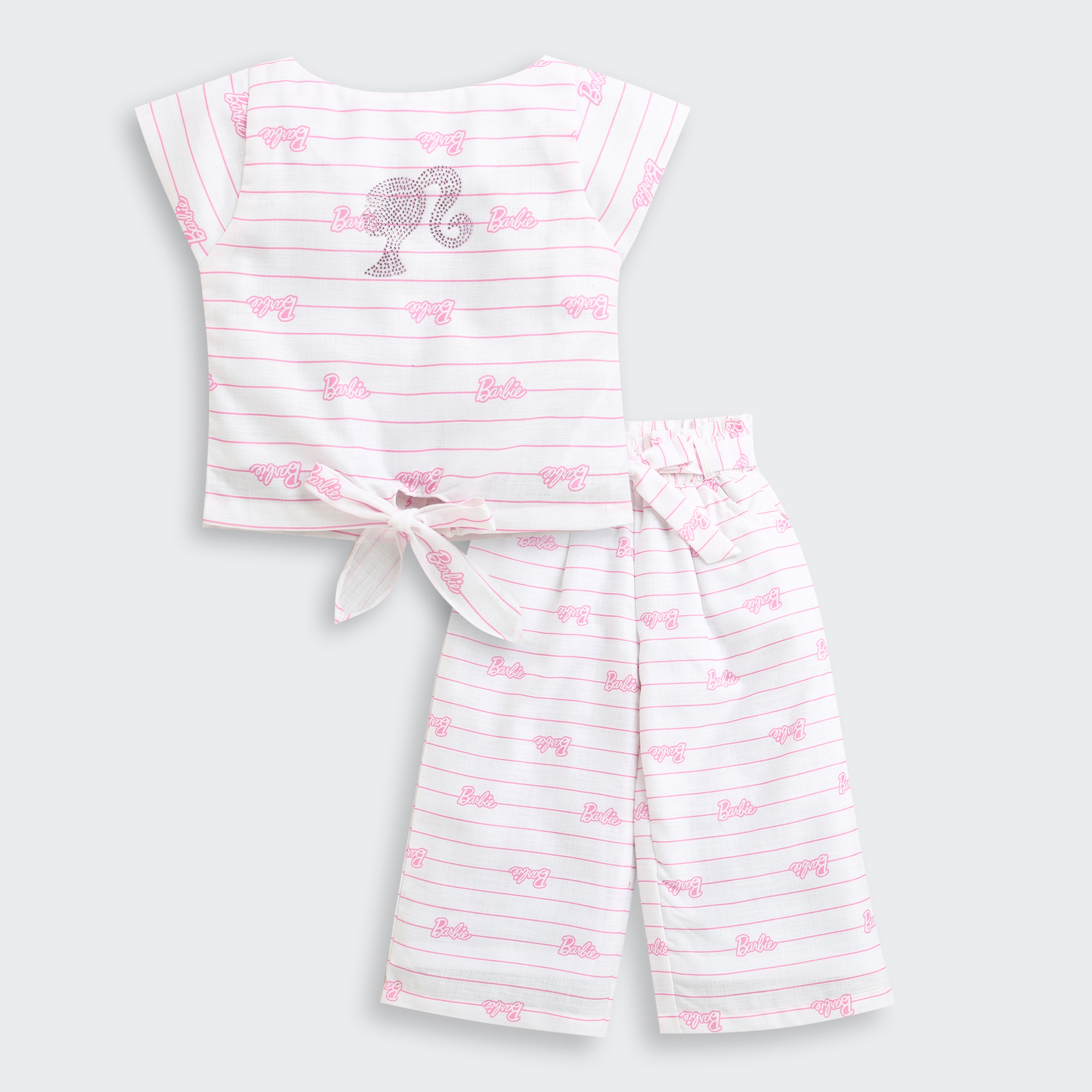 White Barbie Print Co-ord Set – Lounge & Travel Wear