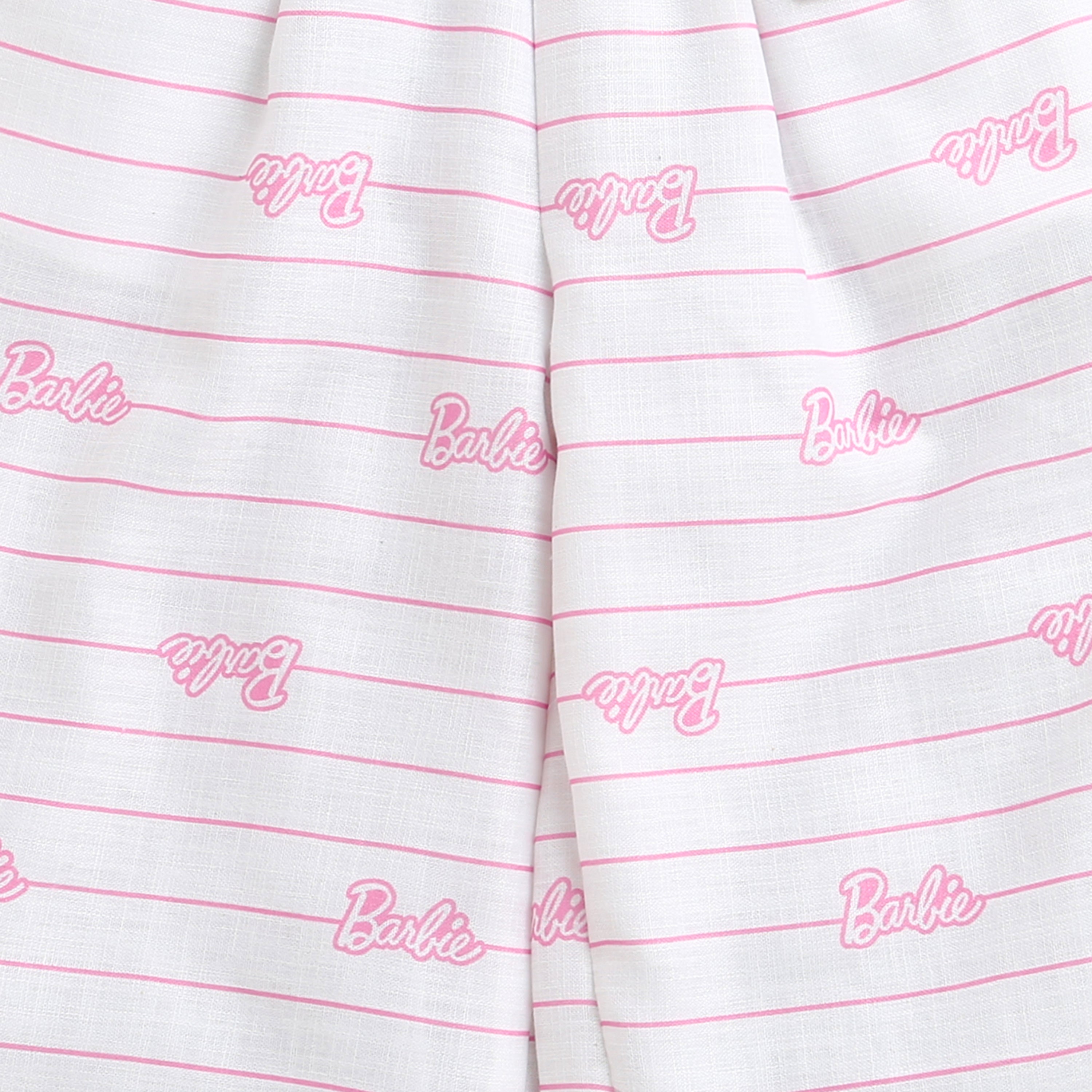 White Barbie Print Co-ord Set – Lounge & Travel Wear