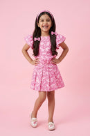 Barbie Pink Flutter-Sleeve Dress BASET380