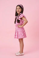 Barbie Pink Flutter-Sleeve Dress BASET380