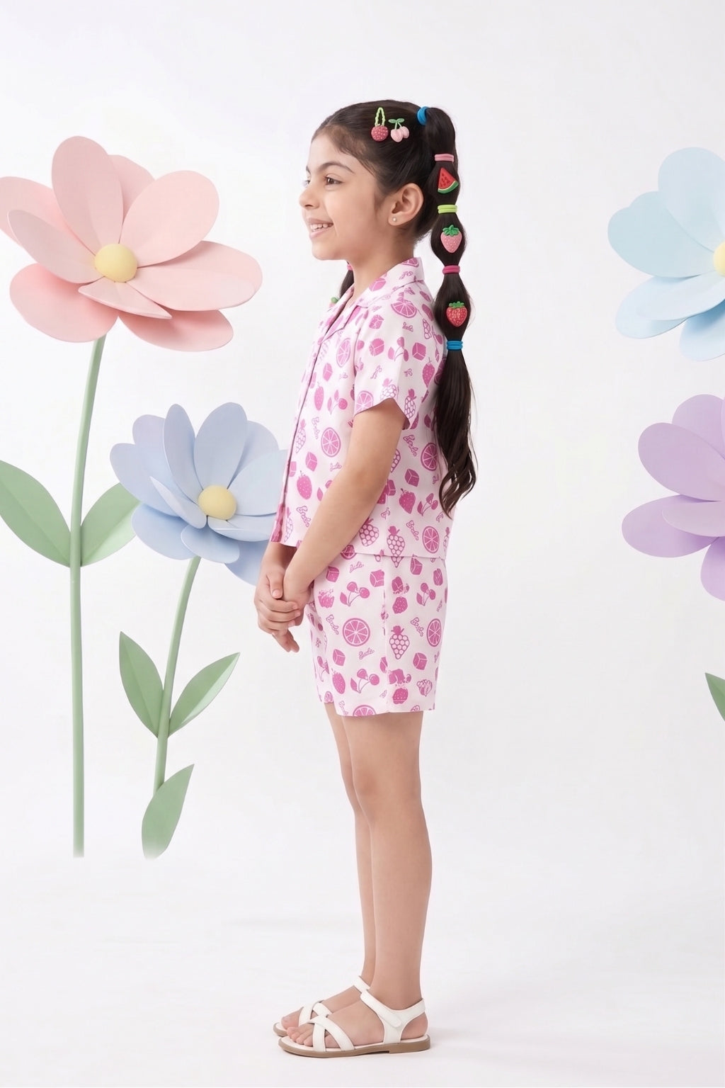Barbie White & Pink Print Co-ord Set BASET404