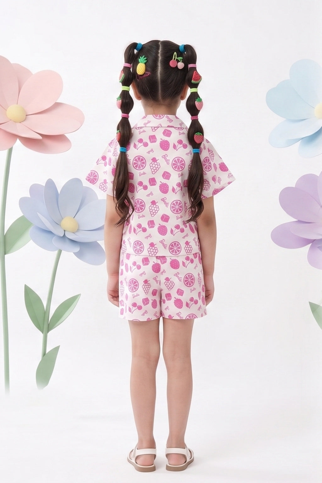 Barbie White & Pink Print Co-ord Set BASET404