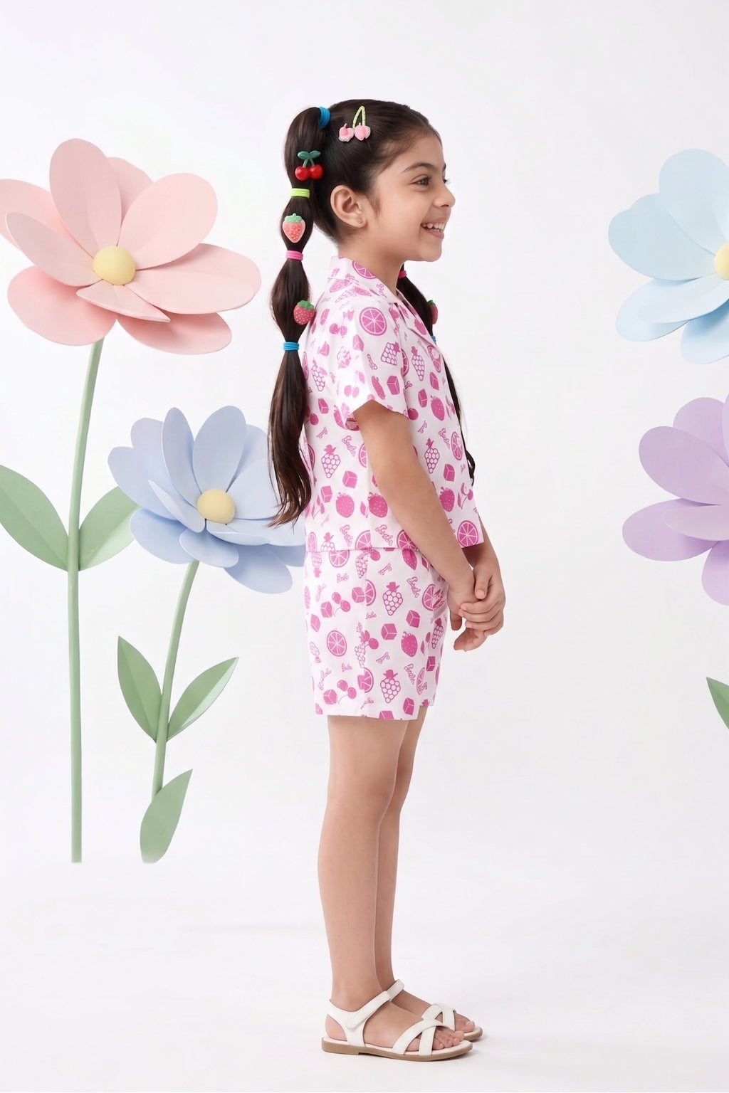 Barbie White & Pink Print Co-ord Set BASET404