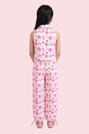 Barbie White & Pink Printed Jumpsuit BASET406