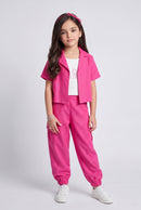 Hot Pink Cropped Top & Cargo Jogger Co-ord Set BASET412