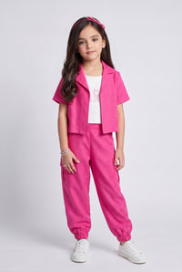 Hot Pink Cropped Top & Cargo Jogger Co-ord Set BASET412