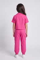 Hot Pink Cropped Top & Cargo Jogger Co-ord Set BASET412