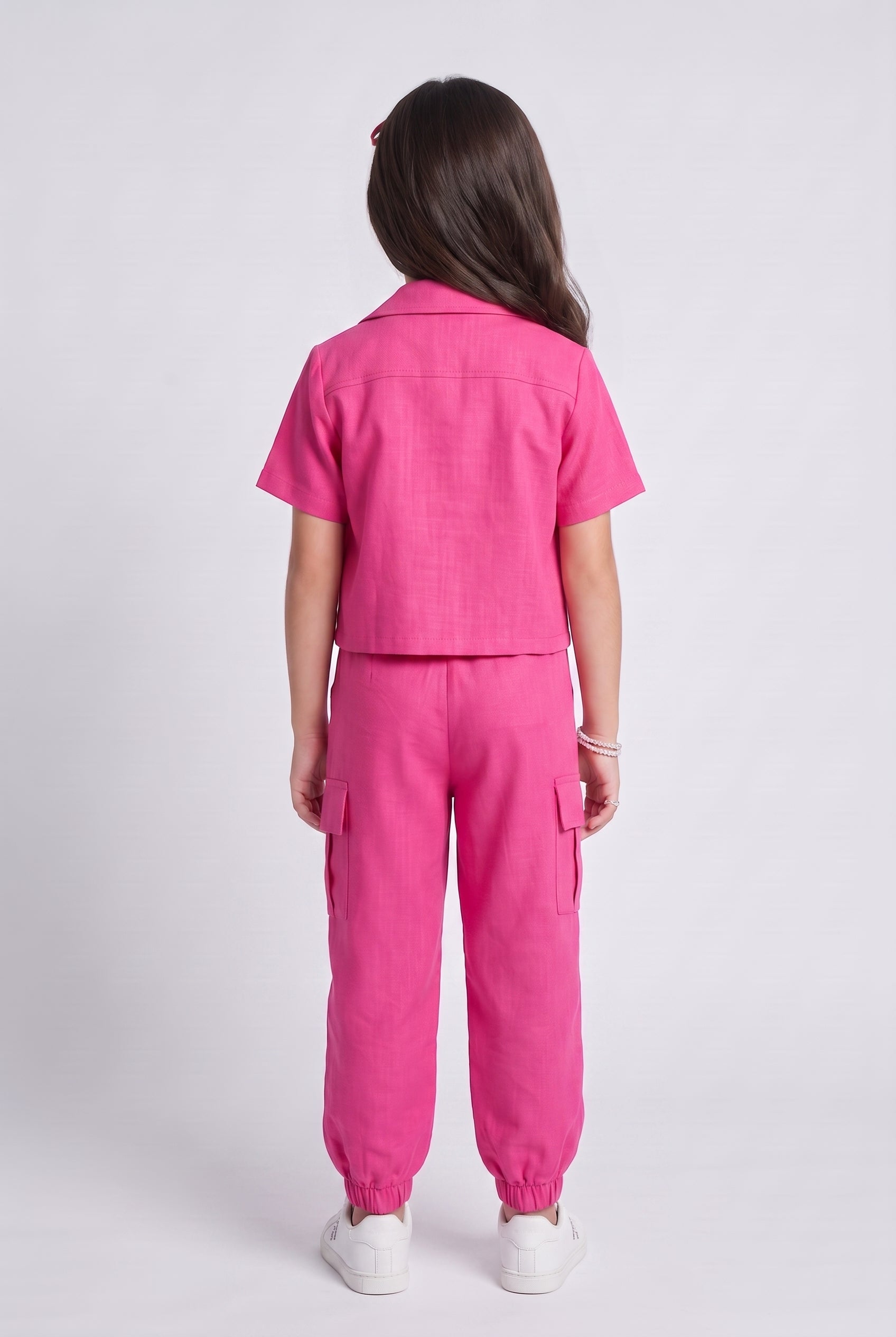 Hot Pink Cropped Top & Cargo Jogger Co-ord Set BASET412