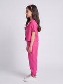 Hot Pink Cropped Top & Cargo Jogger Co-ord Set BASET412