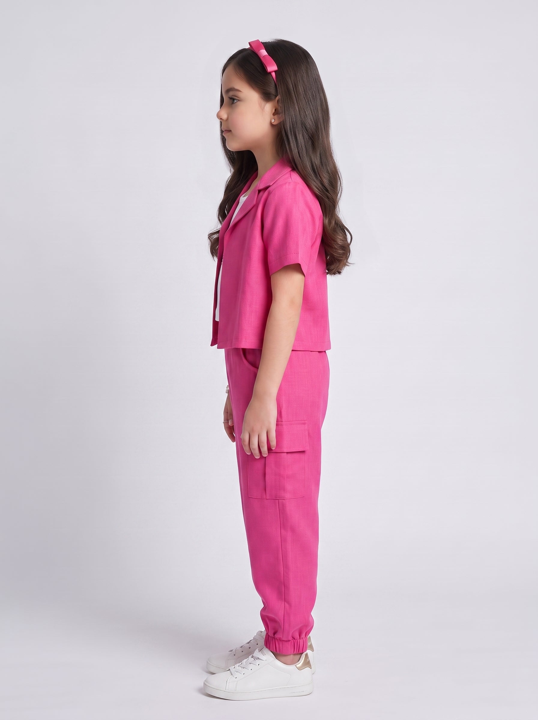 Hot Pink Cropped Top & Cargo Jogger Co-ord Set BASET412