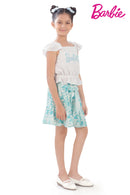 White Top & Aqua Skirt Set – Playful Summer Outfit for Girls