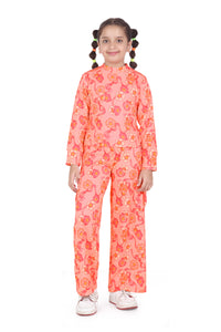 Coral Floral Full-Sleeve Jumpsuit – Vibrant Western Style