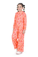 Coral Floral Full-Sleeve Jumpsuit – Vibrant Western Style
