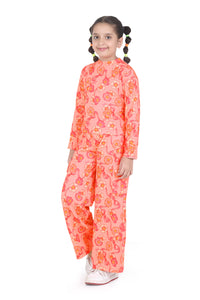 Coral Floral Full-Sleeve Jumpsuit – Vibrant Western Style