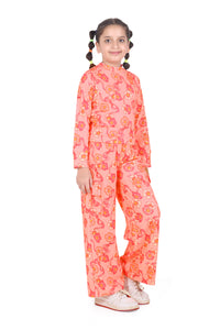 Coral Floral Full-Sleeve Jumpsuit – Vibrant Western Style