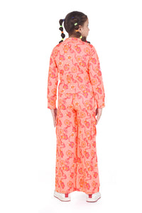 Coral Floral Full-Sleeve Jumpsuit – Vibrant Western Style