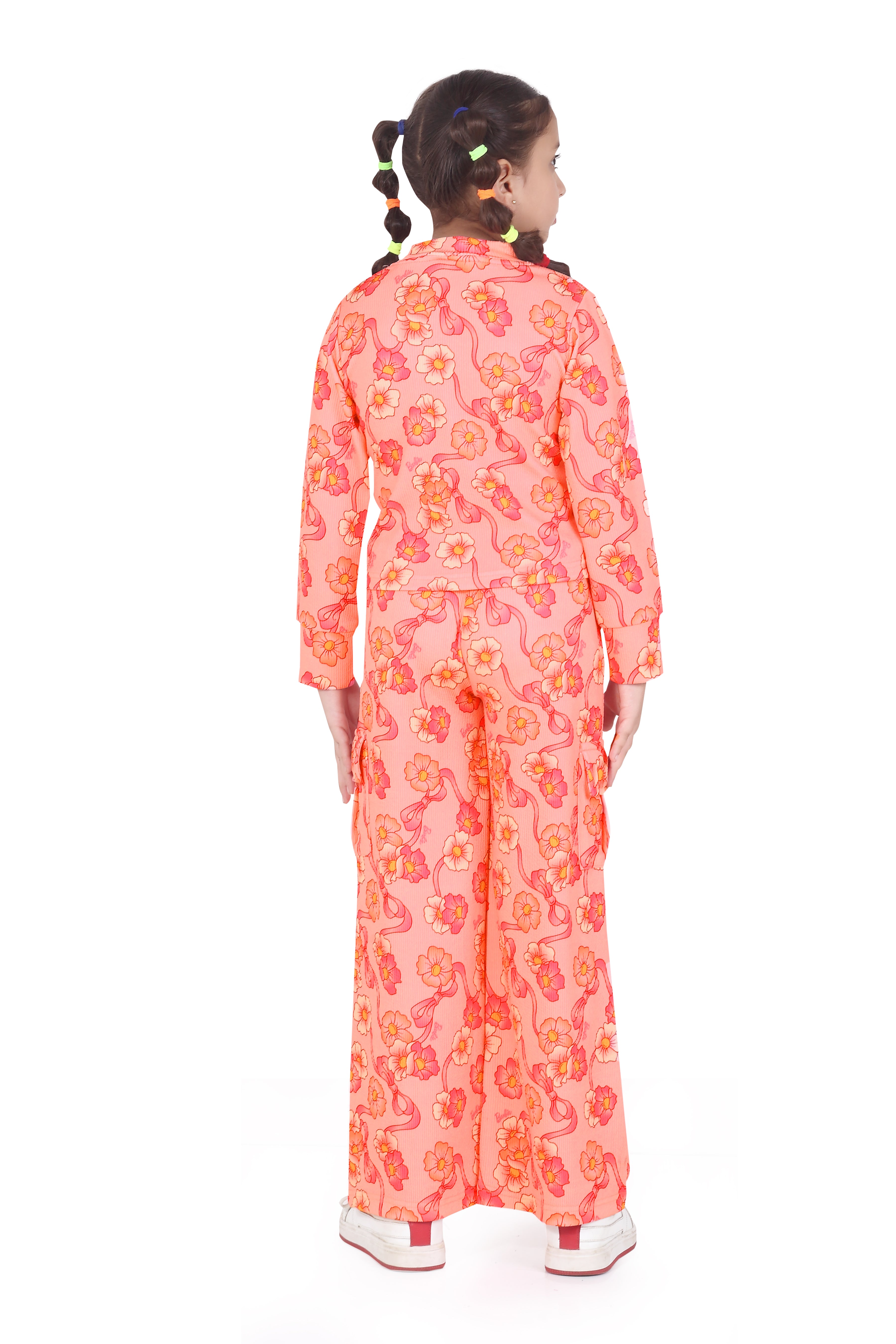 Coral Floral Full-Sleeve Jumpsuit – Vibrant Western Style