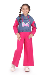 Barbie Girls Hot Pink Denim Hoodie Co-ord Set – Trendy Kids Wear