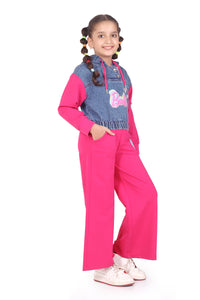 Barbie Girls Hot Pink Denim Hoodie Co-ord Set – Trendy Kids Wear