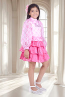 Barbie Girls Pink Layered Party Dress – Premium Kidswear India