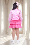 Barbie Girls Pink Layered Party Dress – Premium Kidswear India