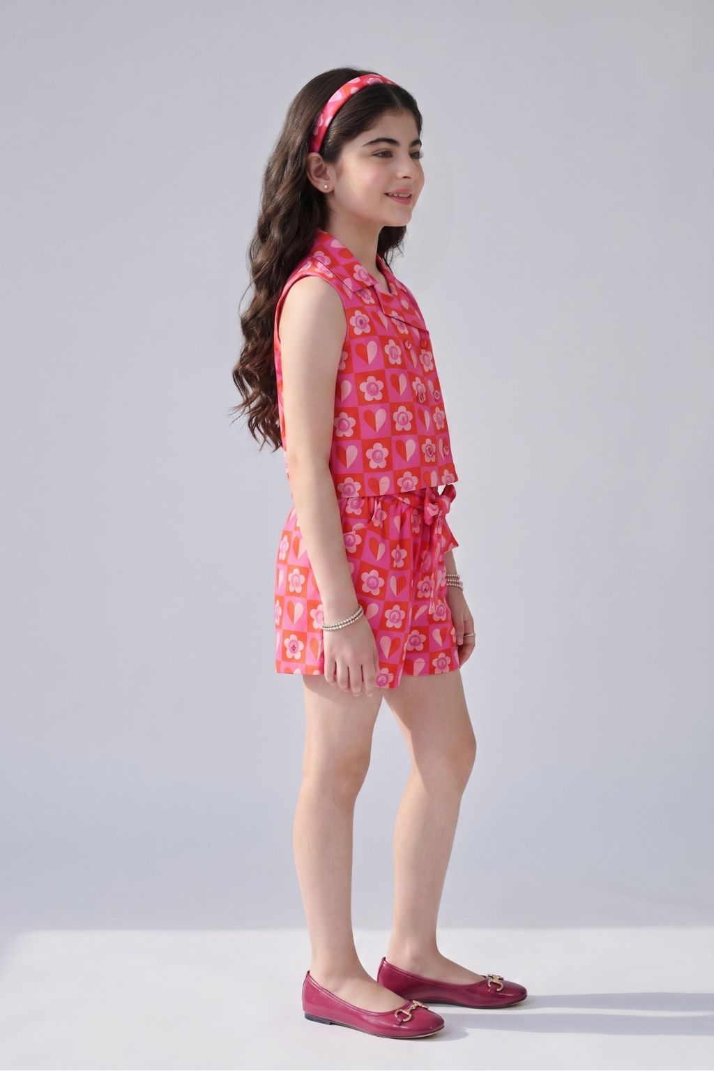 Barbie Hot Pink Printed Sleeveless Co-ord Set BASET491