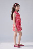 Barbie Hot Pink Printed Sleeveless Co-ord Set BASET491