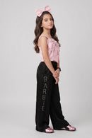 Barbie Pink Bow Top with Black Wide-Leg Pants Co-ord Set BASET496