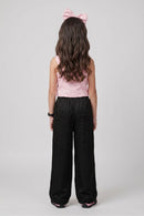Barbie Pink Bow Top with Black Wide-Leg Pants Co-ord Set BASET496