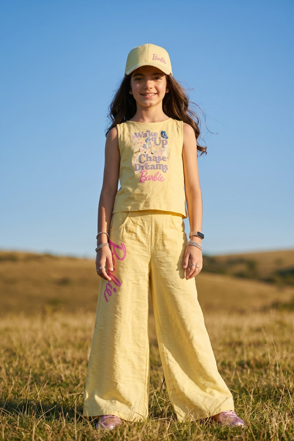 Barbie Girls Light Lemon Sleeveless Co-ord Set BASET512