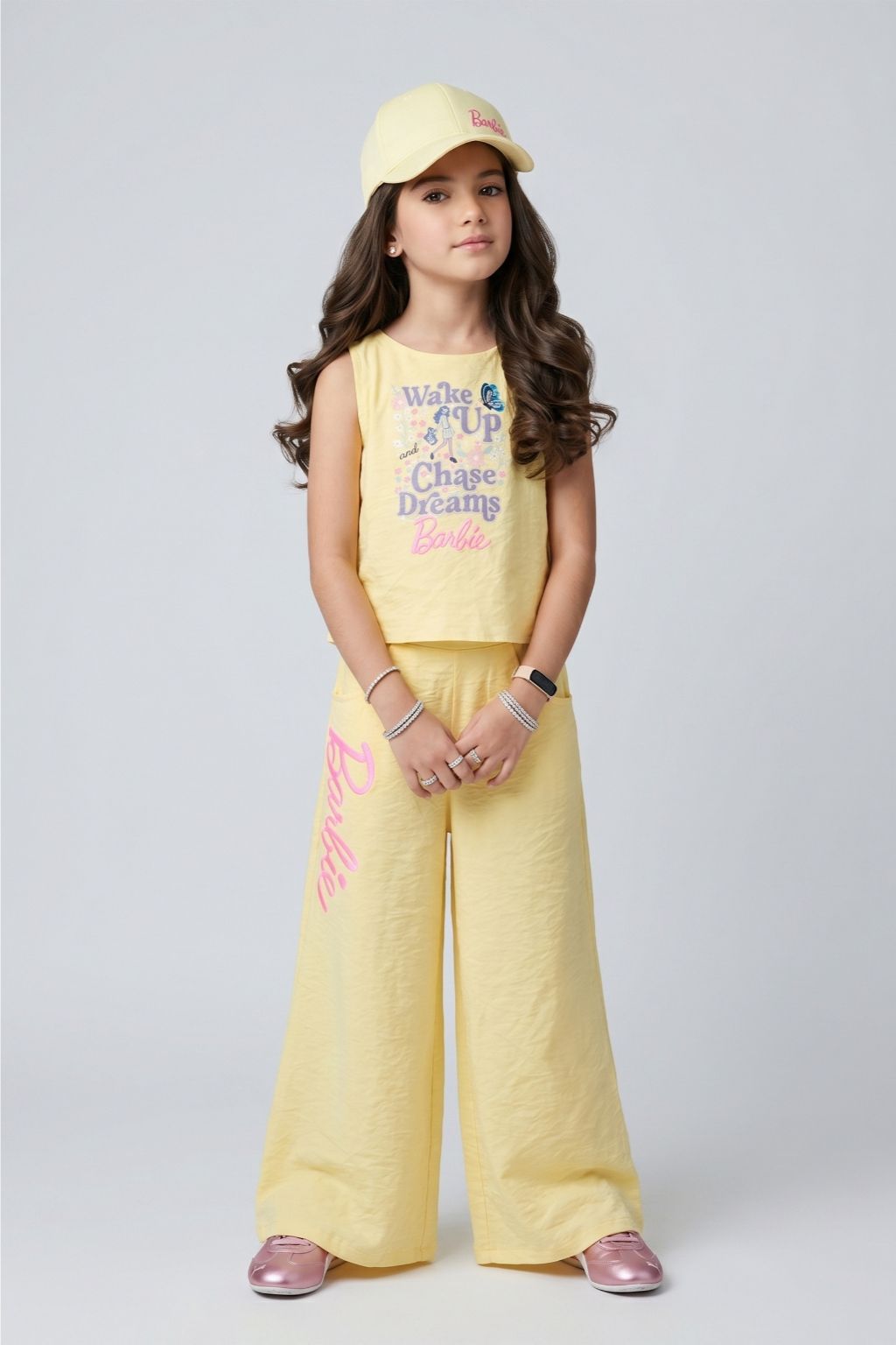 Barbie Girls Light Lemon Sleeveless Co-ord Set BASET512