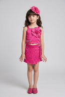 Barbie Girls Hot Pink Textured Co-ord Set with Wrap Skort BASET517