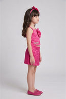 Barbie Girls Hot Pink Textured Co-ord Set with Wrap Skort BASET517