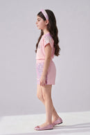 Barbie Girls Light Peach Sequins Shorts Co-ord Set BASET521