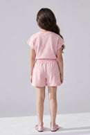 Barbie Girls Light Peach Sequins Shorts Co-ord Set BASET521