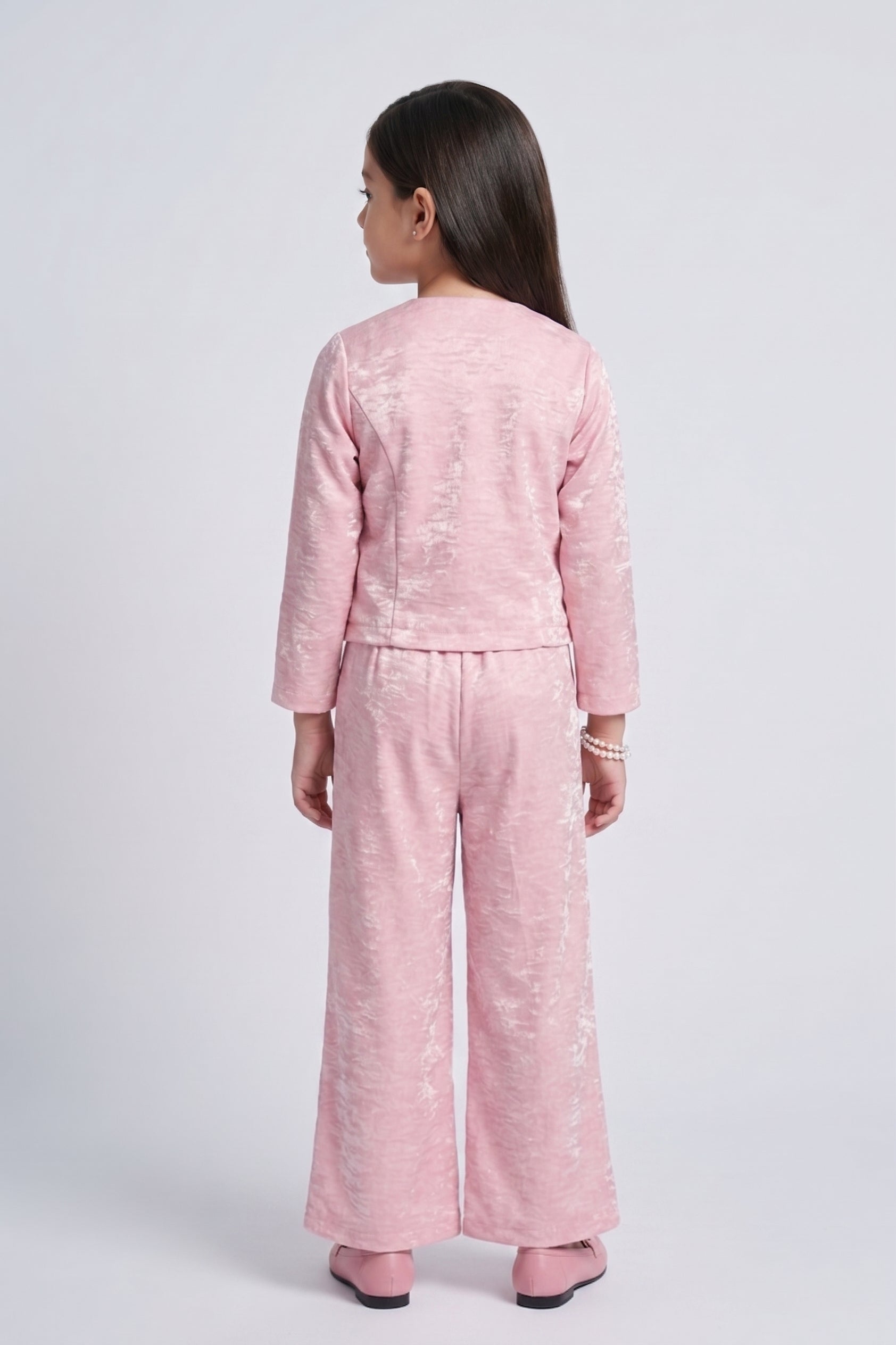 Barbie Light Pink Shimmer Jacket & Wide-Leg Pants Co-ord Set BASET580