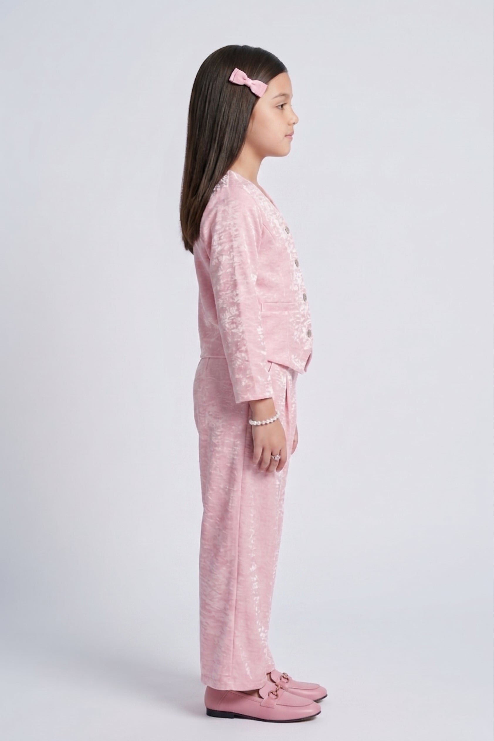 Barbie Light Pink Shimmer Jacket & Wide-Leg Pants Co-ord Set BASET580