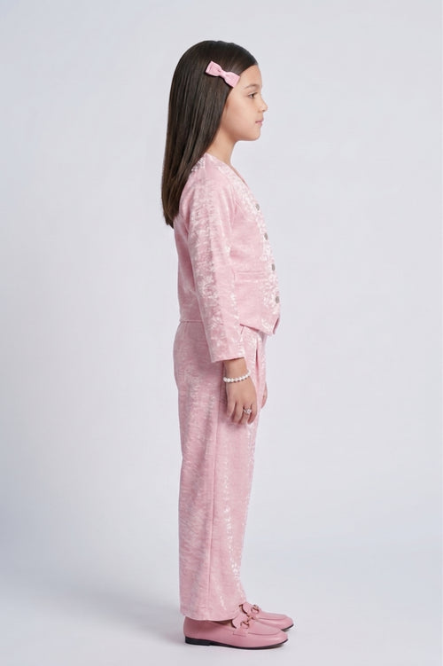 Barbie Light Pink Shimmer Jacket & Wide-Leg Pants Co-ord Set BASET580