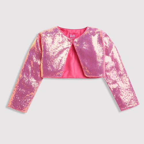 Sparkly Party Layer Pink Sequin Crop Shrug BASH101