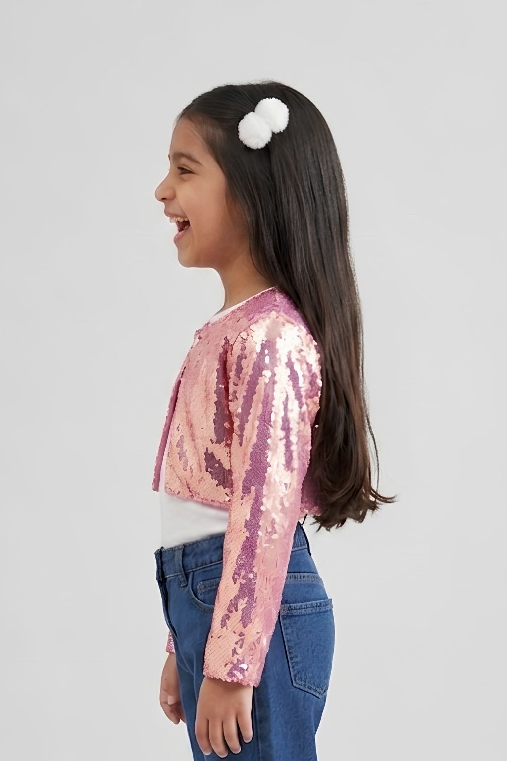 Sparkly Party Layer Pink Sequin Crop Shrug BASH101