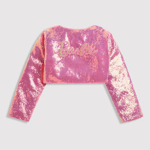 Sparkly Party Layer Pink Sequin Crop Shrug BASH101