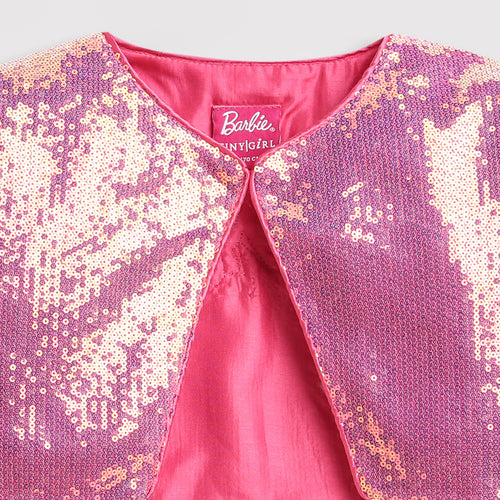Sparkly Party Layer Pink Sequin Crop Shrug BASH101