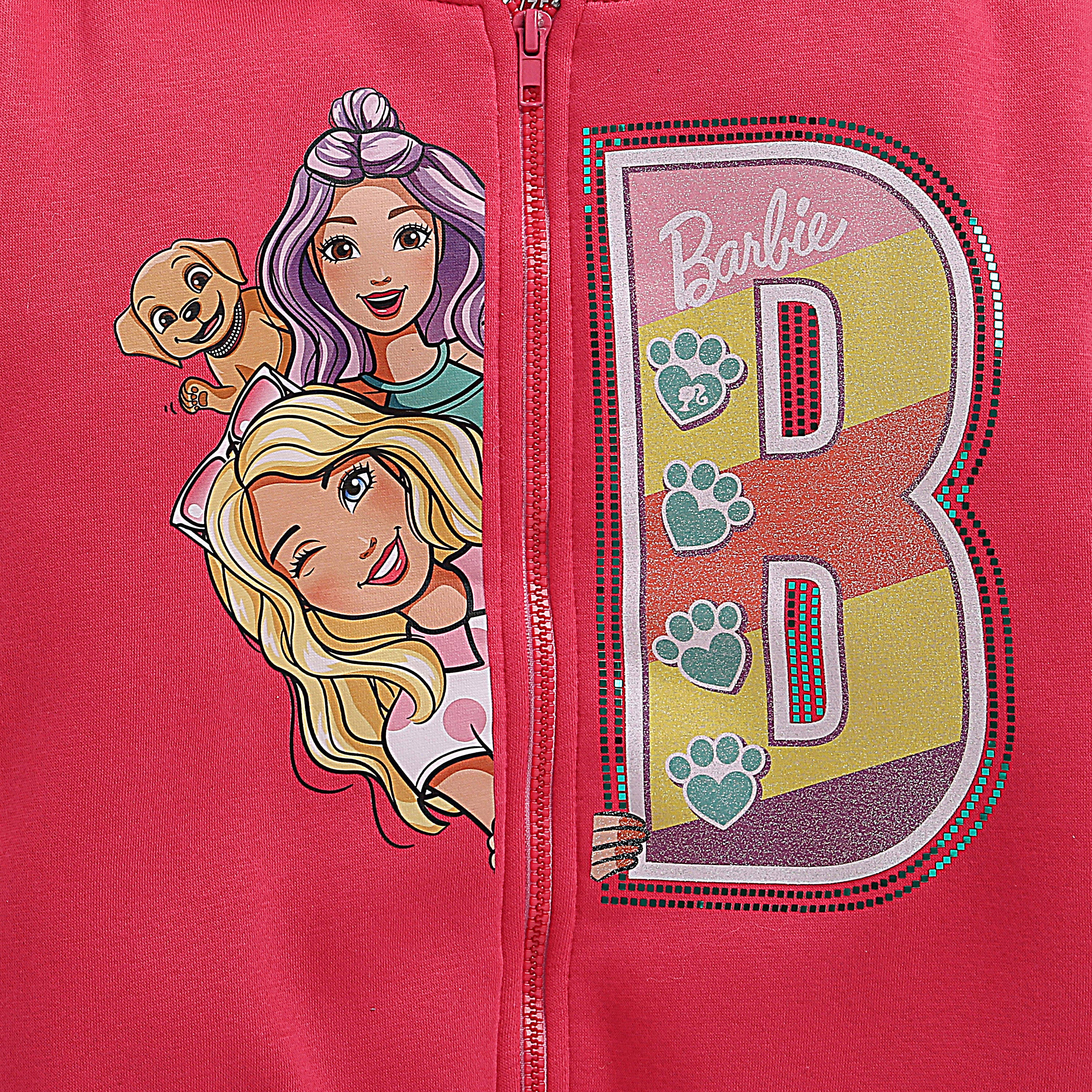 Red Barbie Hoodie for Girls – Warm Graphic Winter Style