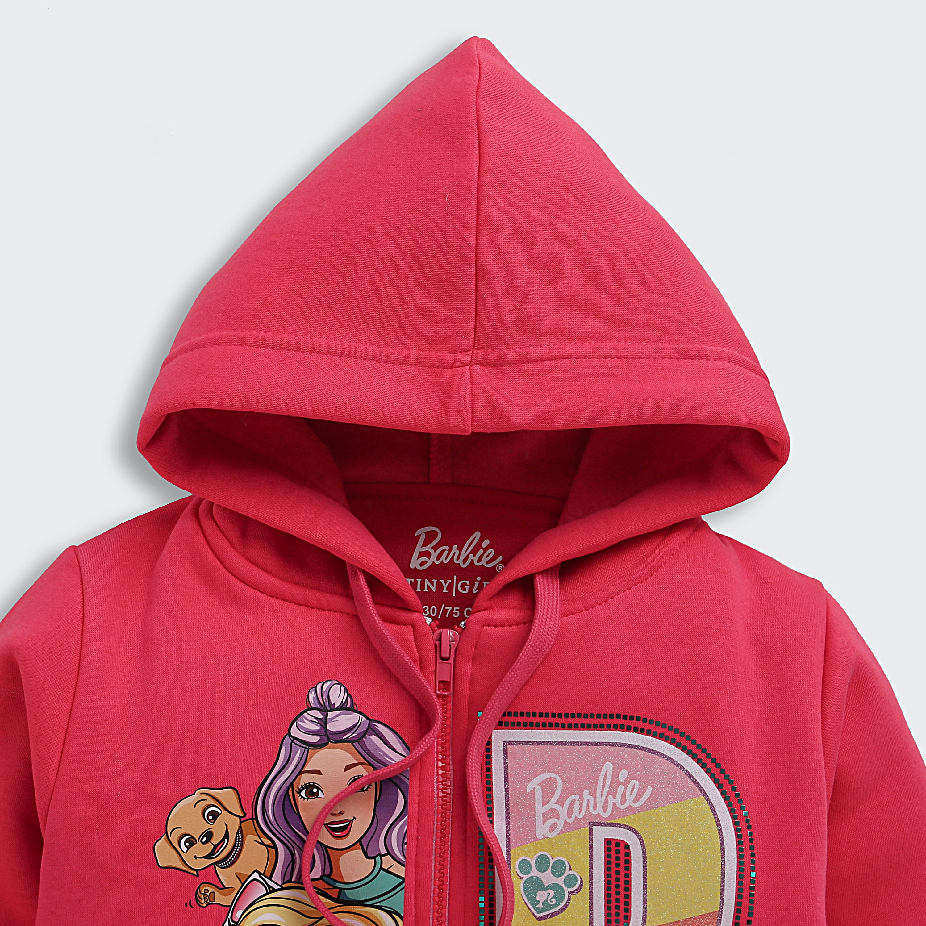 Red Barbie Hoodie for Girls – Warm Graphic Winter Style