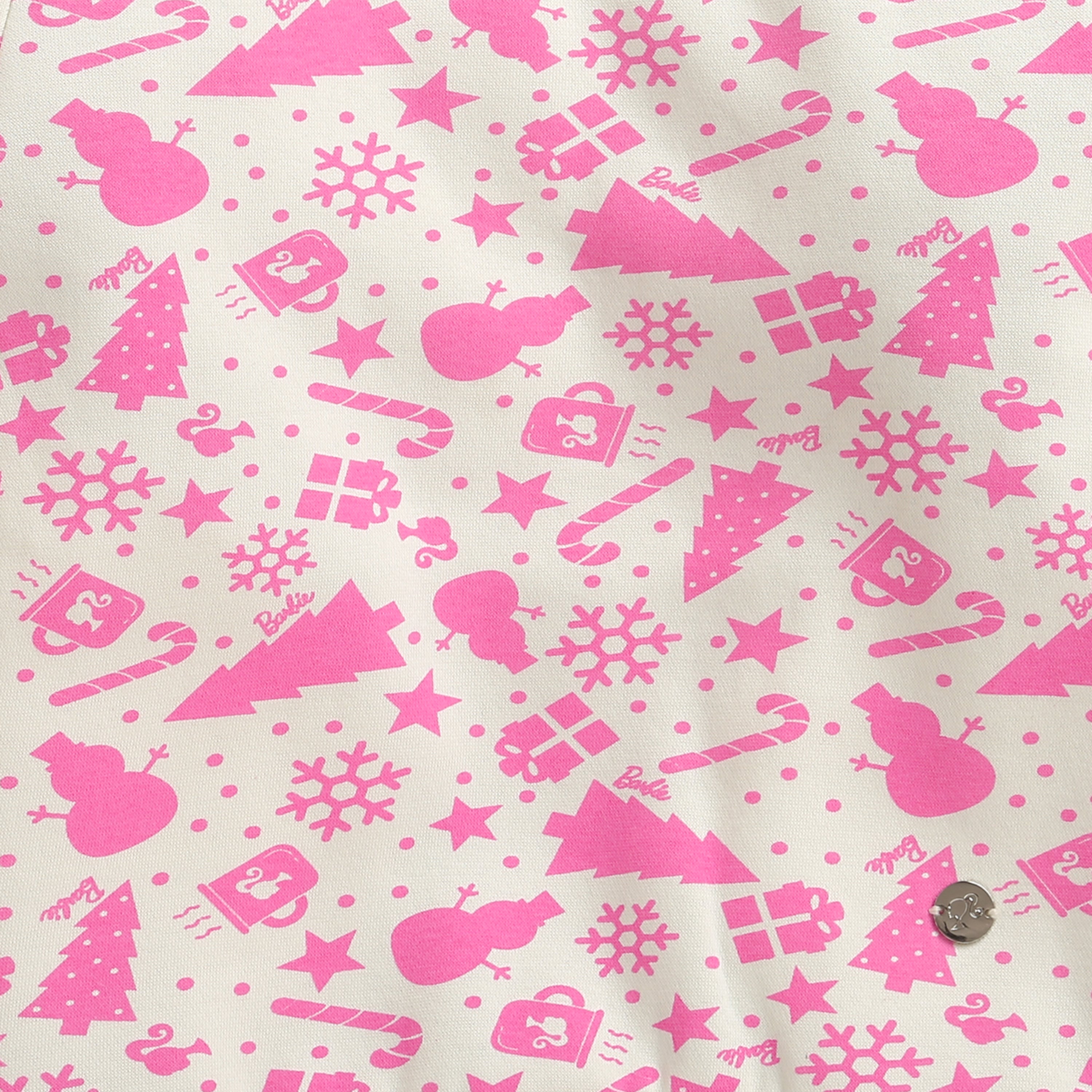 Tiny Girl Cream & Pink Christmas Print Sweatshirt for Girls | Soft Winter Wear | Kids Cozy Fleece Top | Tiny Girl India