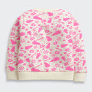 Tiny Girl Cream & Pink Christmas Print Sweatshirt for Girls | Soft Winter Wear | Kids Cozy Fleece Top | Tiny Girl India