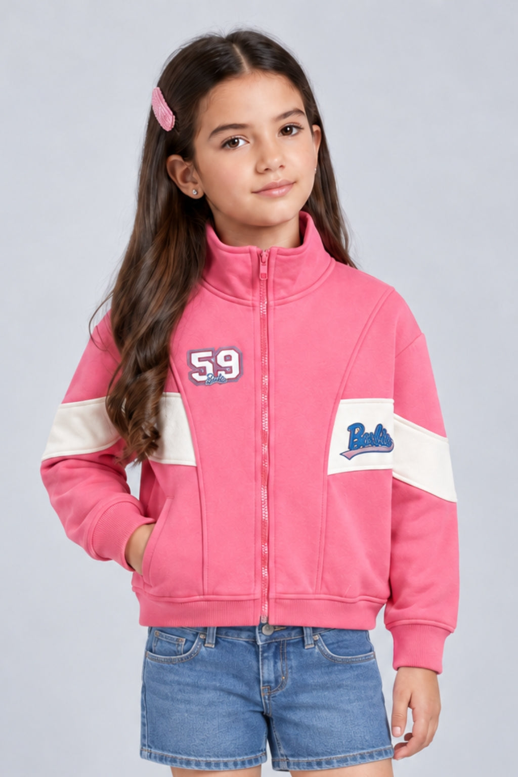 Barbie Pink Colourblock Zip-Up Jacket BASS3065